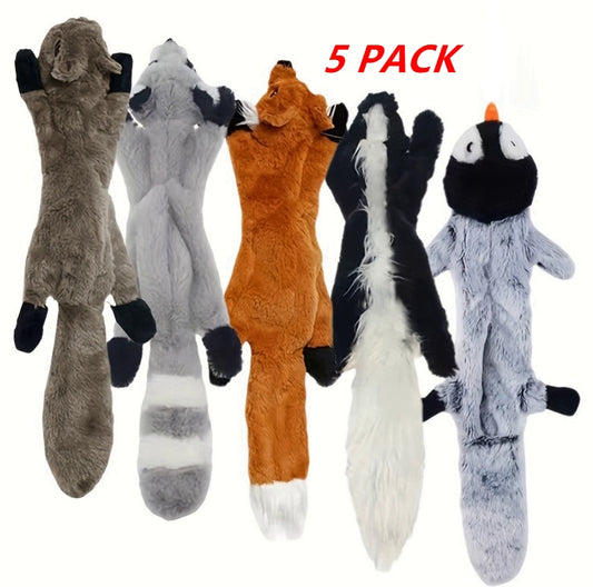 5 Pack Dog Squeaky Toys Pet Crinkle Toy No Stuffing Animals Soft Plush Dog Chew Toys For Medium And Large Dogs
